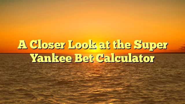 A Closer Look at the Super Yankee Bet Calculator